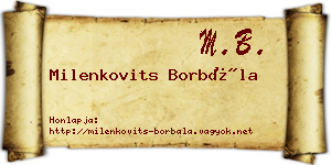 Milenkovits Borbála névjegykártya